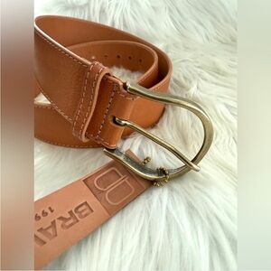 Classic Tan Leather Belt with Gold Buckle